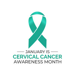 Cervical Cancer Awareness Month promotes prevention and early detection. Support women’s health with teal and white ribbons and awareness campaigns. Banner poster background design template. Vector.