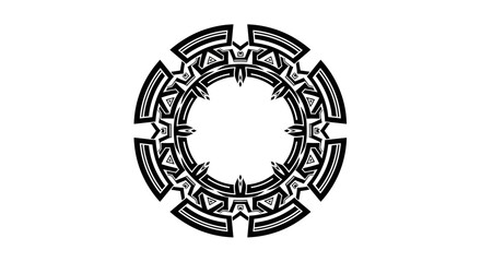 Intricate geometric circle design with tribal pattern evokes mystique and abstract elegance