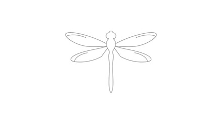 Delicate dragonfly outline with symmetrical wings on a clean white background