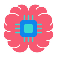 Brain Flat Icon | AI, Intelligence, and Creative Thinking Vector Illustration for Web, App, and Education Design