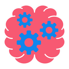 Brain Flat Icon | AI, Intelligence, and Creative Thinking Vector Illustration for Web, App, and Education Design
