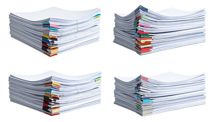 Piles of paperwork, clipped and neatly stacked