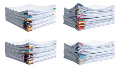 Piles of paperwork, clipped and neatly stacked