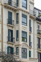 Traditional Residential Building Facade with Balconies in Spanish City © ikuday
