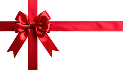 Red satin ribbon bow & bands on black background