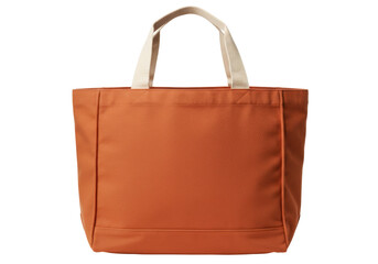 Isolated orange tote bag with beige handles, stylish accessory for shopping trips