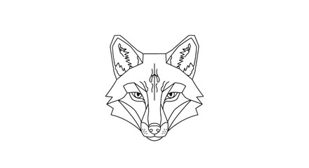 Geometric fox head outline art design for minimalist and wildlife themes creative project