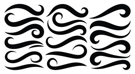 Baseball swoosh decorative calligraphic tail element. Underline retro swoop wave line for athletic tshirt. Hand drawn curly swishes, swash, twiddle. Vector illustrator 