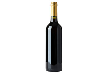 Isolated bottle of red wine with gold foil, product shot in studio, rich color, drink