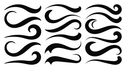 Baseball swoosh decorative calligraphic tail element. Underline retro swoop wave line for athletic tshirt. Hand drawn curly swishes, swash, twiddle. Vector illustrator 