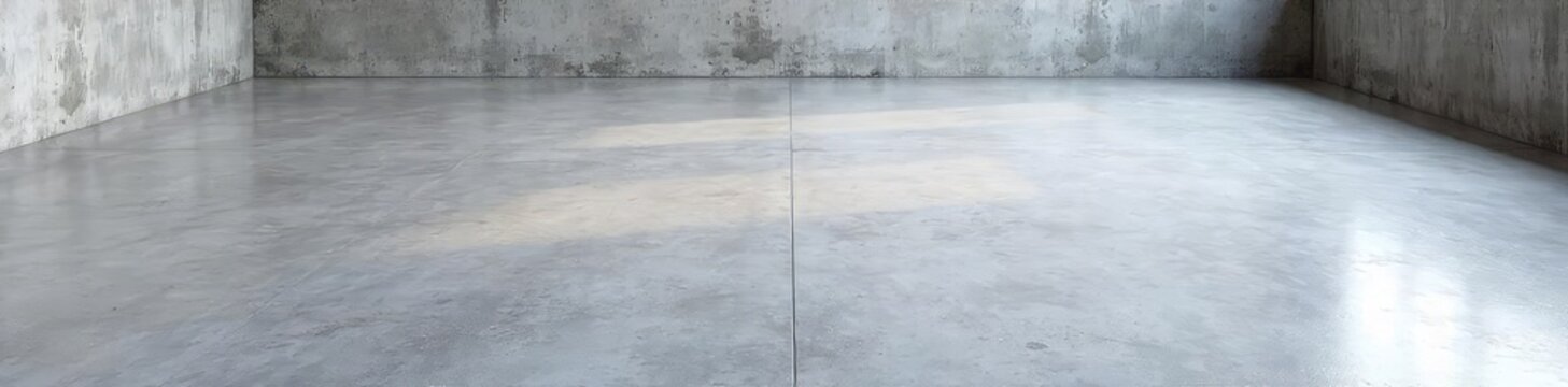 Newly poured concrete floor, smooth and gray, ready for finishing  Perfect for construction, industrial, or modern design projects  Shows texture and subtle light reflections ,  gray, concrete