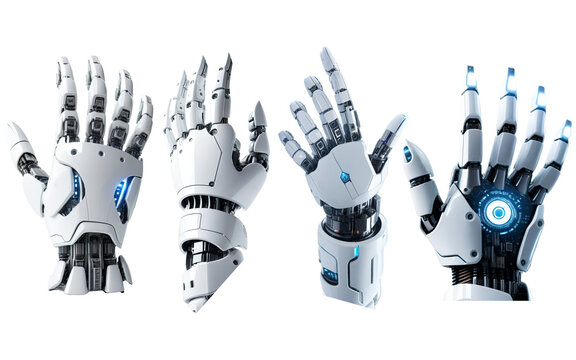 robotic hand on transparent background