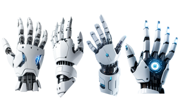 robotic hand on transparent background