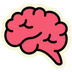 Brain Sticker Icon | AI, Intelligence, and Creative Thinking Vector Illustration for Web, App, and Education Design