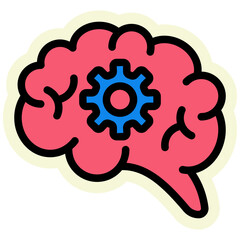 Brain Sticker Icon | AI, Intelligence, and Creative Thinking Vector Illustration for Web, App, and Education Design