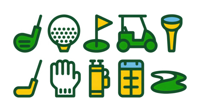 Set of 10 Minimalist Vector Golf Icons isolated - Powered by Adobe