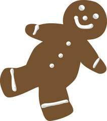 Cute gingerbread man cookie with icing decoration. Traditional Christmas sweet symbol of holiday cheer, perfect for festive baking, winter desserts, and seasonal design.