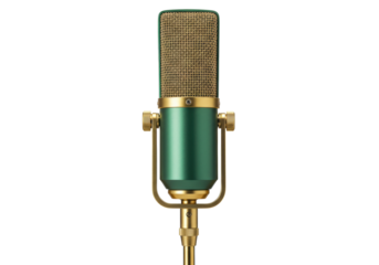 Isolated studio microphone with stand for professional vocal recordings and podcasting equipment
