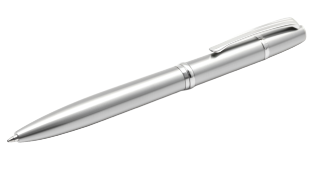 Sleek silver ballpoint pen for professional writing needs - Powered by Adobe