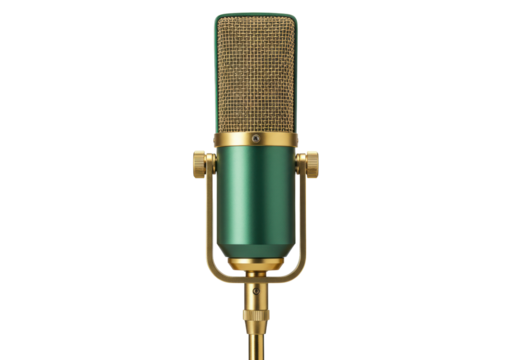 Isolated studio microphone with stand for professional vocal recordings and podcasting equipment