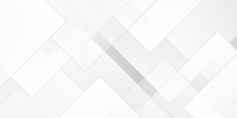White and gray rectangle geometric concept technology modern futuristic subtle abstract background. Modern gray abstract vector long banner background. Futuristic technology concept graphic design.	