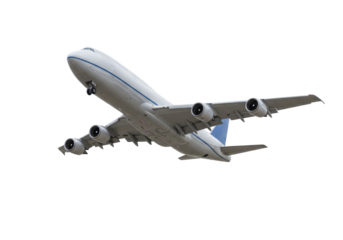 Isolated cargo jet on final approach to landing in the sky ready to touch down soon