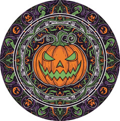 Halloween Jack-O’-Lantern Mandala Art