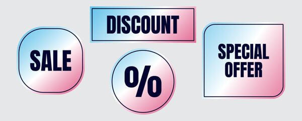 Set of holographic labels for business. Commerce stickers. Vector illustration.