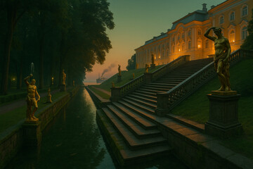Obraz premium night, bridge, city, river, architecture, water, light, lights, urban, reflection, landscape, building, 