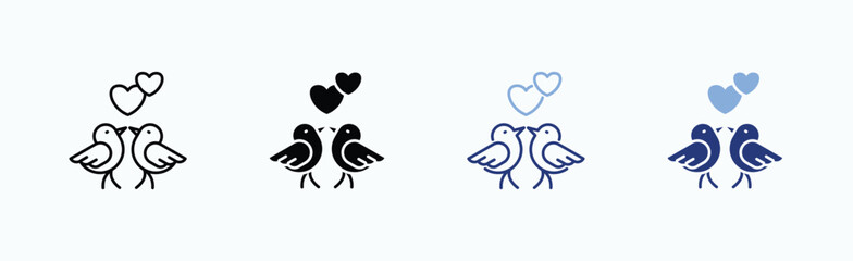 Love Birds Icon Sheet Multiple Style Collection Isolated Vector