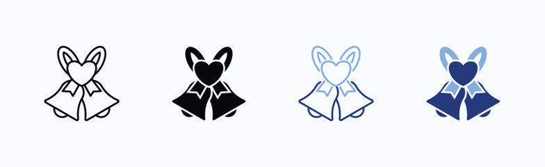 Wedding Bell Icon Sheet Multiple Style Collection Isolated Vector