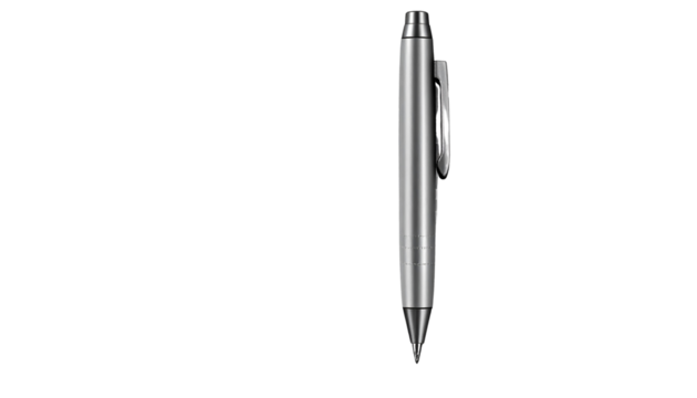Realistic mechanical pencil with matte metallic body and click mechanism, precision design, isolated on transparent background, PNG format