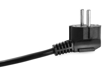 Black wire with plug isolated on white