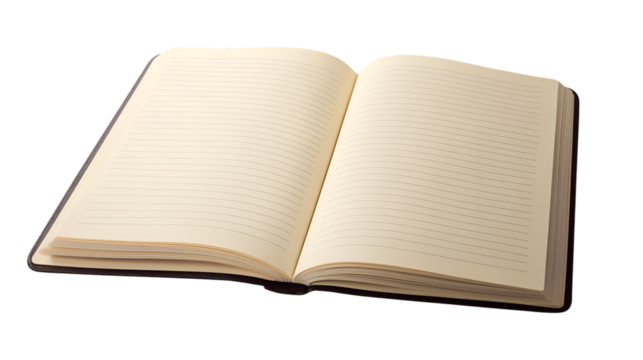 Open notebook with lined pages ready for writing and journaling