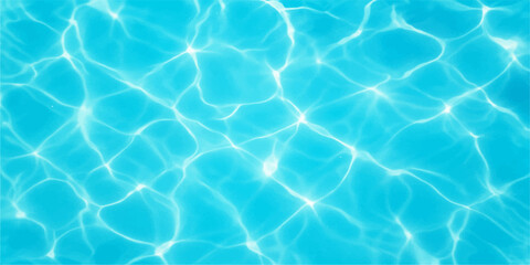 Abstract pattern of blue swimming pool water texture with clear summer waves and reflection