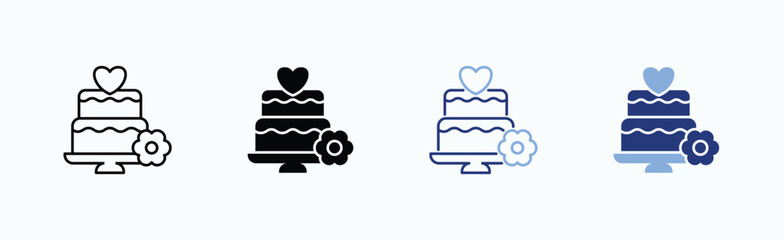 Wedding Cake Icon Sheet Multiple Style Collection Isolated Vector