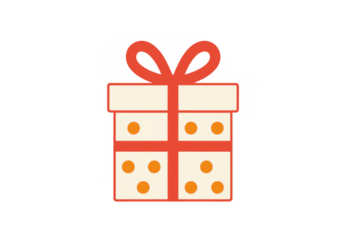 Gift box with red ribbon and polka dots, celebrating surprise, giving, and special occasions