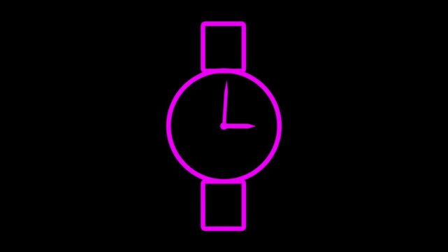Modern minimalist pink outline watch on black background
