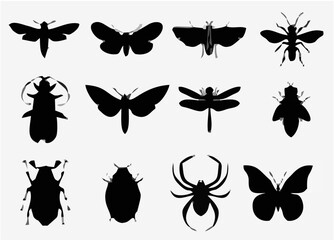 Silhouetted Insects - Butterf...