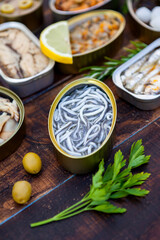 Assortment of open tin cans