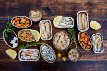 Assortment of open tin cans