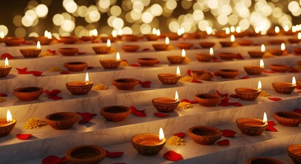 Illuminated Diwali Lamps: A Celebration of Light and Tradition.