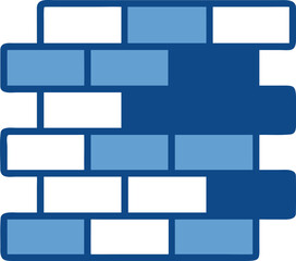 Blue and white brick wall pattern icon vector