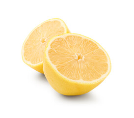 Halves of ripe lemon isolated on white