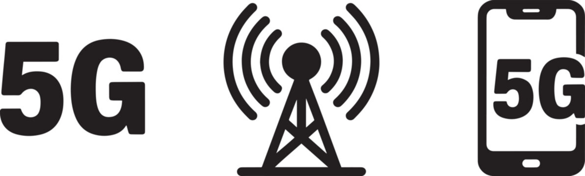 5G network technology mobile connectivity antenna tower high speed cellular communication icon