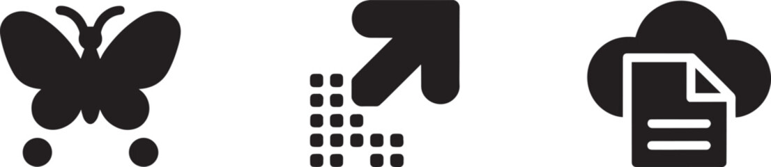 Butterfly nature scaling arrow transform cloud computing storage document file icon set symbol