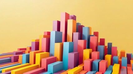 Camera tilting and zooming in on prism cluster in studio, focusing on tallest blocks - Powered by Adobe