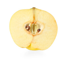 Half of ripe quince fruit isolated on white