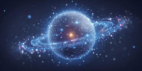 Fototapeta premium A massive control sphere rotates in digital space executing optimization and monitoring protocols ensuring recovery of every server database and connectivity issue before it becomes a problem