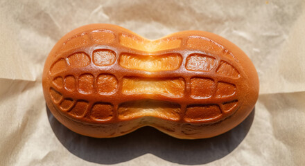 Golden Baked Peanut Bread Close Up On Paper